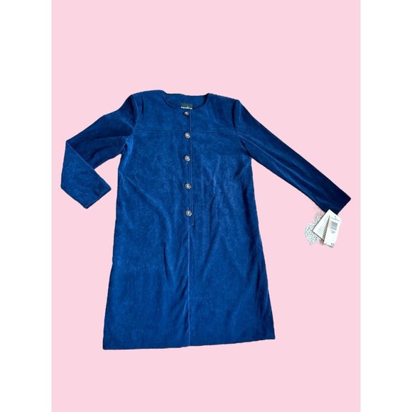 Vintage Costume Deadstock Blue Suede Secretary Womens Dress size 10 - Picture 1 of 6